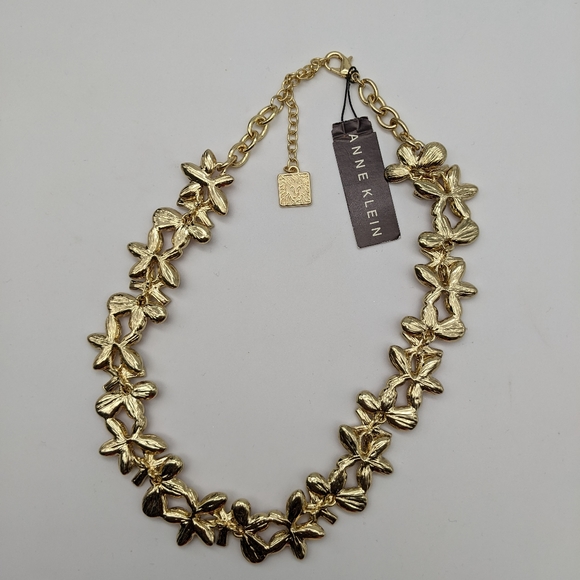 Anne Klien Gold-tone/ Black Necklace and Earrings 2pc Jewelry Set - Picture 2 of 16